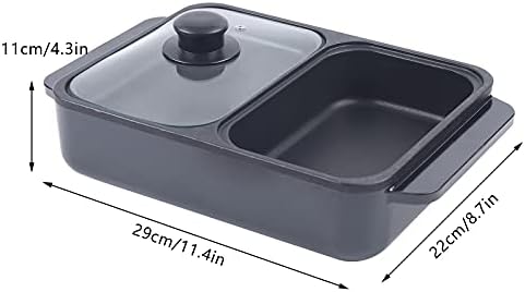 2-in-1 Electric Hot Pot & Grill - Nonstick Multifunction Griddle for Steak, Shabu Shabu, Korean BBQ - Independent Temperature Control, Ideal for Family Gatherings & Parties
