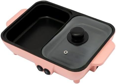 2 in 1 Electric Hot Pot & Grill, Nonstick Multifunction Griddle for Steak, Shabu Shabu & Korean BBQ - Independent Temperature Control for Versatile Cooking