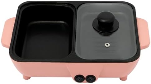 2 in 1 Electric Hot Pot & Grill, Nonstick Multifunction Griddle for Steak, Shabu Shabu & Korean BBQ - Independent Temperature Control for Versatile Cooking
