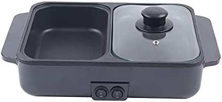 2-in-1 Electric Hot Pot & Grill - Nonstick Multifunction Griddle for Steak, Shabu Shabu, Korean BBQ - Independent Temperature Control, Ideal for Family Gatherings & Parties
