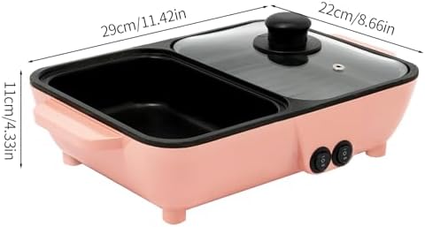 2 in 1 Electric Hot Pot & Grill, Nonstick Multifunction Griddle for Steak, Shabu Shabu & Korean BBQ - Independent Temperature Control for Versatile Cooking