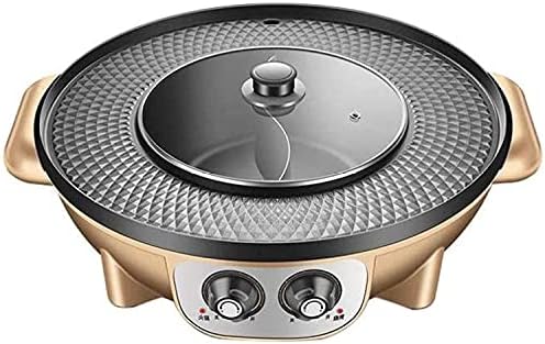 Korean BBQ Electric Hot Pot with Dual Temperature Control, Smokeless Integrated Grill & Hot Pot, Adjustable Cookware for BBQ Lovers, Black Color