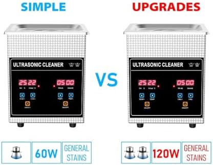 2L Ultrasonic Cleaner, 120W Digital Timer, Industrial Jewelry & Nail Art Cleaner, Powerful 60W for Coins & Small Items, Efficient & Compact Cleaning Solution