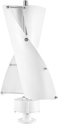 Vertical Axis Windmill Turbine Generator, 100W 12V Wind Turbine, 2 Blades Aluminum Alloy Permanent DN25 Flange IP67 Protection Magnet Generator Electromagnetism Controller, White