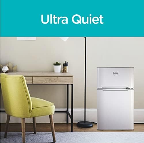BLACK+DECKER 3.1 Cu. Ft. Compact Two Door Refrigerator with Freezer, ENERGY STAR Certified Mini Fridge, 0.9 Cu. Ft. Freezer, Interior Light, R600a Refrigerant, BCRDK32W, White
