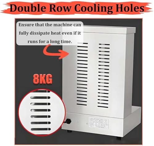Commercial Shawarma Rotisserie Machine - 2-Burner Doner Kebab Grill with 360° Rotating Broiler, Adjustable Temp, Ideal for BBQ Parties, Home & Restaurant Use (Gas 2800P)