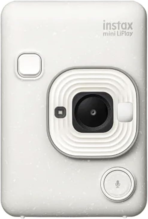 Fujifilm Instax Mini LiPlay Hybrid Instant Camera with 20 Instant Films and Photo Album. Plus Stickers. Bonus Quality Photo Microfiber Cloth (Misty White)