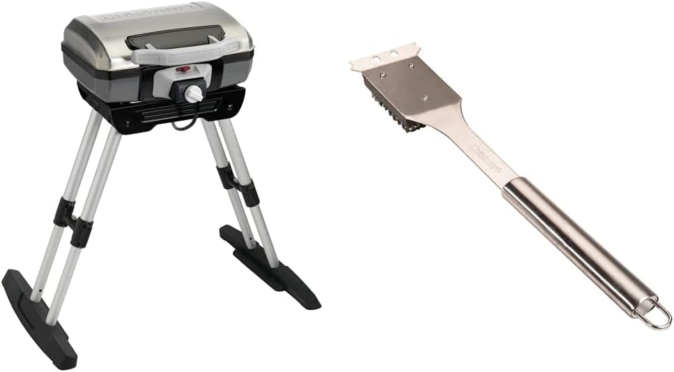 Cuisinart CEG-980 Outdoor Electric Grill with VersaStand & CCB-5014 BBQ Grill Cleaning Brush and Scraper, 16.5', Stainless Steel, 16. 5'