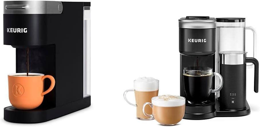Keurig K- Slim Single Serve K-Cup Pod Coffee Maker, Multistream Technology, Black & K-Cafe SMART Single Serve K-Cup Pod Coffee, Latte and Cappuccino Maker, Black