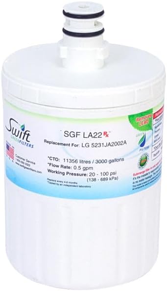 Swift Green Filters SGF-LA22 Rx Compatible Refrigerator Water Filter for LT500P, 5231JA2002A, 46-9890, EFF-6005A, Made in USA (6 Pack)