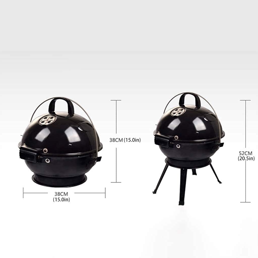 IRYZE Portable Charcoal Grill Portable Charcoal Grill With Lid Outdoor Cooking Camping Charcoal Barbecue Folding BBQ Round Grill BBQ Grill for Outdoor, Black