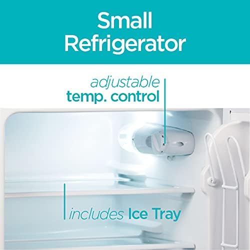 BLACK+DECKER 3.1 Cu. Ft. Compact Two Door Refrigerator with Freezer, ENERGY STAR Certified Mini Fridge, 0.9 Cu. Ft. Freezer, Interior Light, R600a Refrigerant, BCRDK32W, White