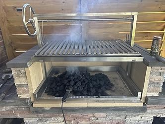 Santa Maria Grill Built in BBQ Cooking Grill -Argentine Barbecue V grate adjustable height