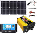 4000W Solar Power Inverter Kit - 12V to 110V/220V Converter, 30A Charge Controller & 18W Solar Panel | Portable Solar Generator for Home, RV, Off-Grid Backup (Yellow)