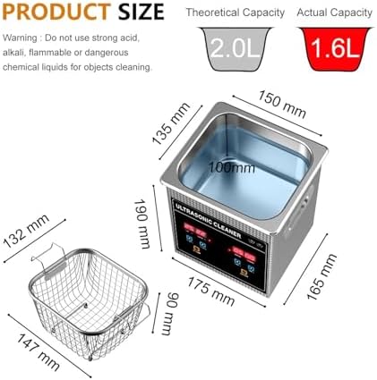 2L Ultrasonic Cleaner, 120W Digital Timer, Professional Jewelry & Coin Cleaner, Small Industrial Ultrasonic Cleaning Machine for Nail Art Tools & Accessories
