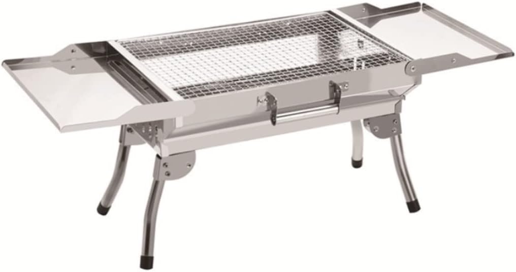 Portable Charcoal Grill Portable Charcoal BBQ Grill Collapsible Portable Grill Camping Outdoor Cooking Tools Portable Grill BBQ Grill for Outdoor(Silver)
