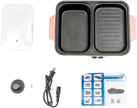 2 in 1 Electric Hot Pot & Grill, Nonstick Multifunction Griddle for Steak, Shabu Shabu & Korean BBQ - Independent Temperature Control for Versatile Cooking