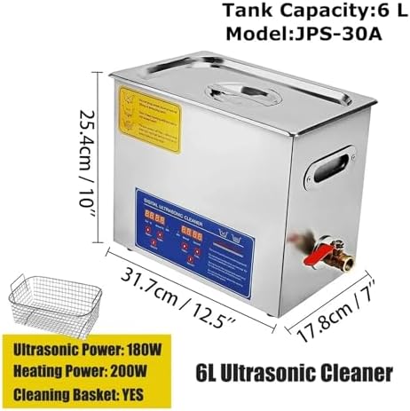 2L Ultrasonic Cleaner with Digital Timer - Stainless Steel Ultrasonic Cleaning Machine for Jewelry, Glasses, Watches & Bathroom Accessories - High-Efficiency Cleaning for Home & Professional Use