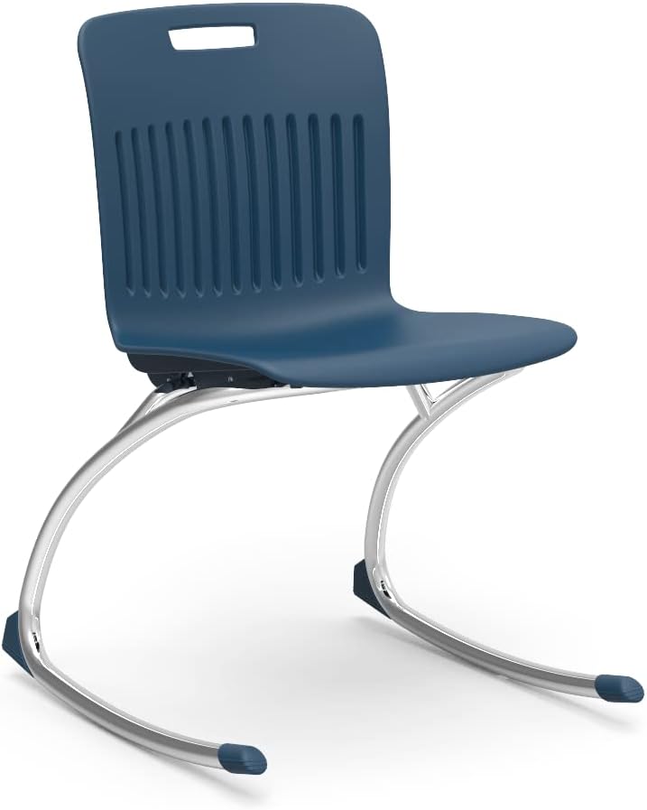 Virco ANROCK18 School Rocking Chair (4 Chairs) Analogy Rocker Series 18' Seat Height for Students 5th Grade - Adult, Appropriate for Libraries, Break Rooms and Reading Nooks - Navy