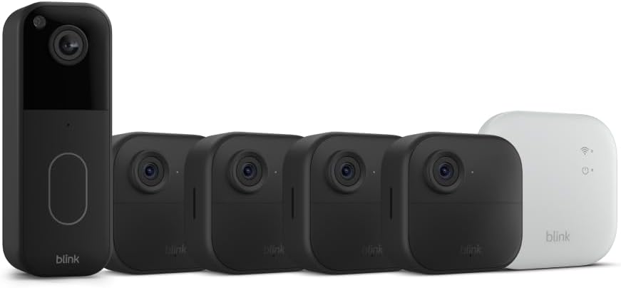 Blink Video Doorbell + Outdoor 4 XR – Wireless smart security cameras, two-year battery life, go up to 400 feet from your home with extended range. Sync Module XR included.