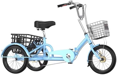 Folding Tricycle for Men & Women | 3-Wheel Pedal Assist Cargo Bike with Rear Basket | Adjustable Seat & Handlebar | Dual Brakes for Safety | Perfect for Shopping & Leisure