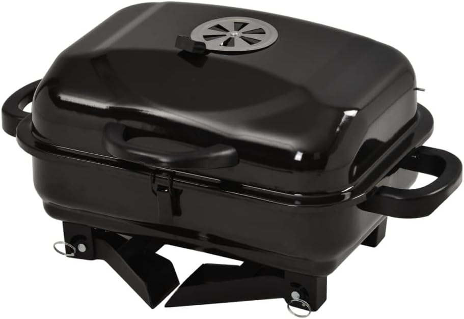 IRYZE Portable Charcoal Grill Portable BBQ Grill With Folding Legs And BBQ Tabletop Stainless Steel Charcoal BBQ Grill For Outdoor Cooking BBQ Grill for Outdoor, Black