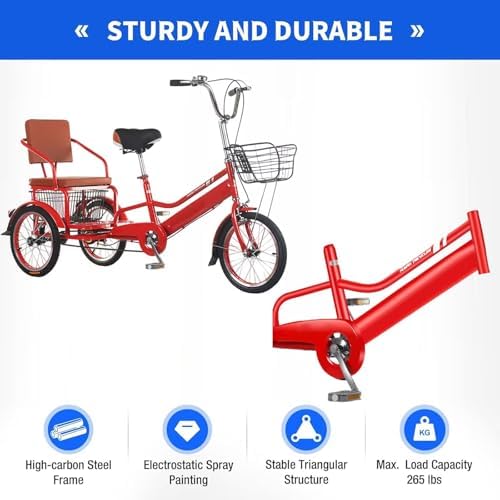 Adult Tricycle with Dual Brakes – 3-Wheel Cruiser Bike for Seniors, Women & Men – Low Step-Through Design for Comfortable Cycling, Cargo & Passenger Transport, Adjustable Seat & Handlebar
