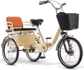 Folding Tricycle for Adults - Low-Step 3-Wheel Cruiser Bike with Rear Seat for Passengers & Cargo, Dual Brakes, Front Suspension, and Dual Chain Drive - Perfect for Men & Women