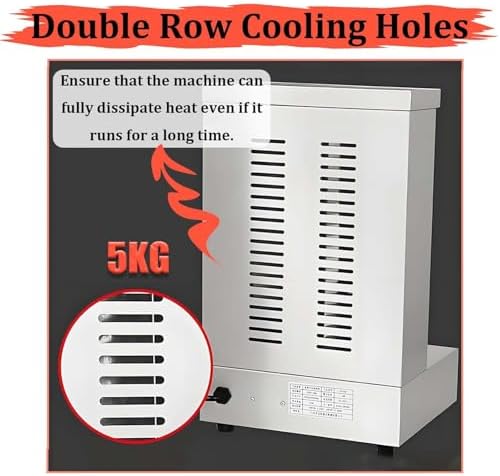 Commercial Shawarma Rotisserie Machine - 2-Burner Doner Kebab Grill, 360° Rotating Broiler, Adjustable Temperature for BBQ Parties, Home & Restaurant Use (Gas 2800P)