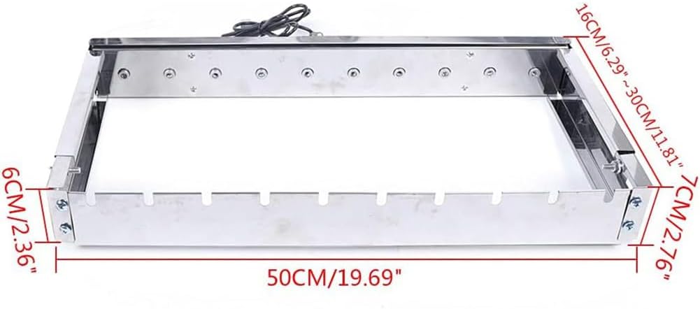 Stainless Steel Auto Rotating BBQ Grill Rack, Adjustable Width Skewer Turner for Kabobs, 10-Hole Rotisserie Grill for Camping & Picnic, 5V USB Powered Silver