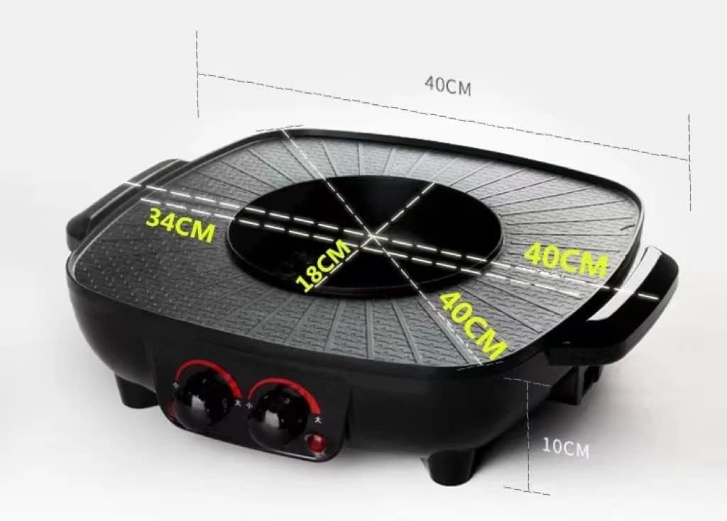 JYYBN Electric Hot Pot 2 in 1, Multifunctional Cast Aluminum Electric Grill and Hot Pot with Glass Lid, Dual Temperature Control Electric BBQ Barbecue Grill Baking Tray for Party Camping