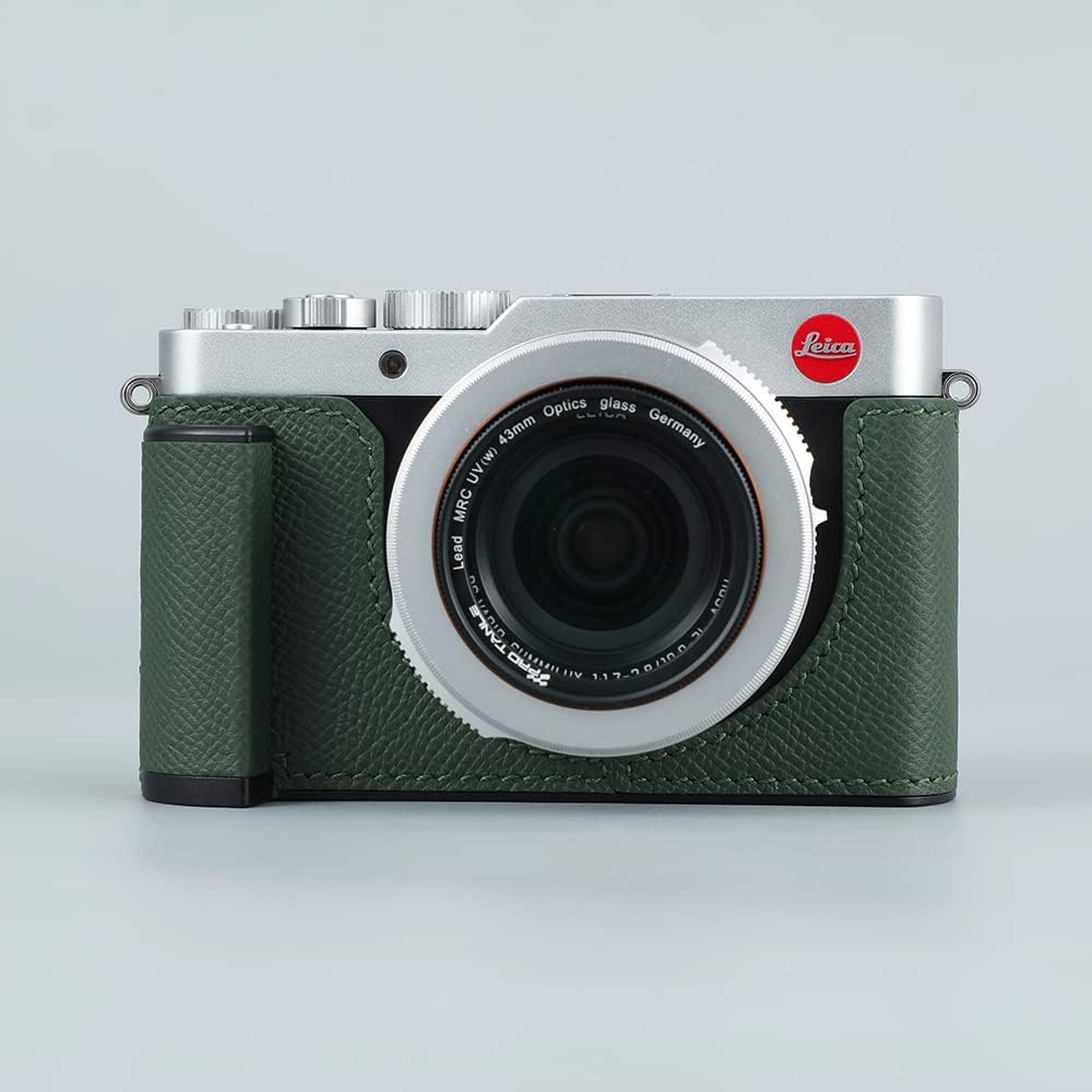 Camera Half Case for Leica D-LUX7,Vintage Metal Genuine Leather Instant Camera Protective Cases Stylish Portable Shockproof (GreenD)