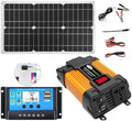 6000W 12V to 110V/220V Solar Inverter Kit with 30A Controller + 18W 12V Solar Panel, Portable Solar Generator for Home & Off-Grid Power Supply (Yellow, 12V-110V)