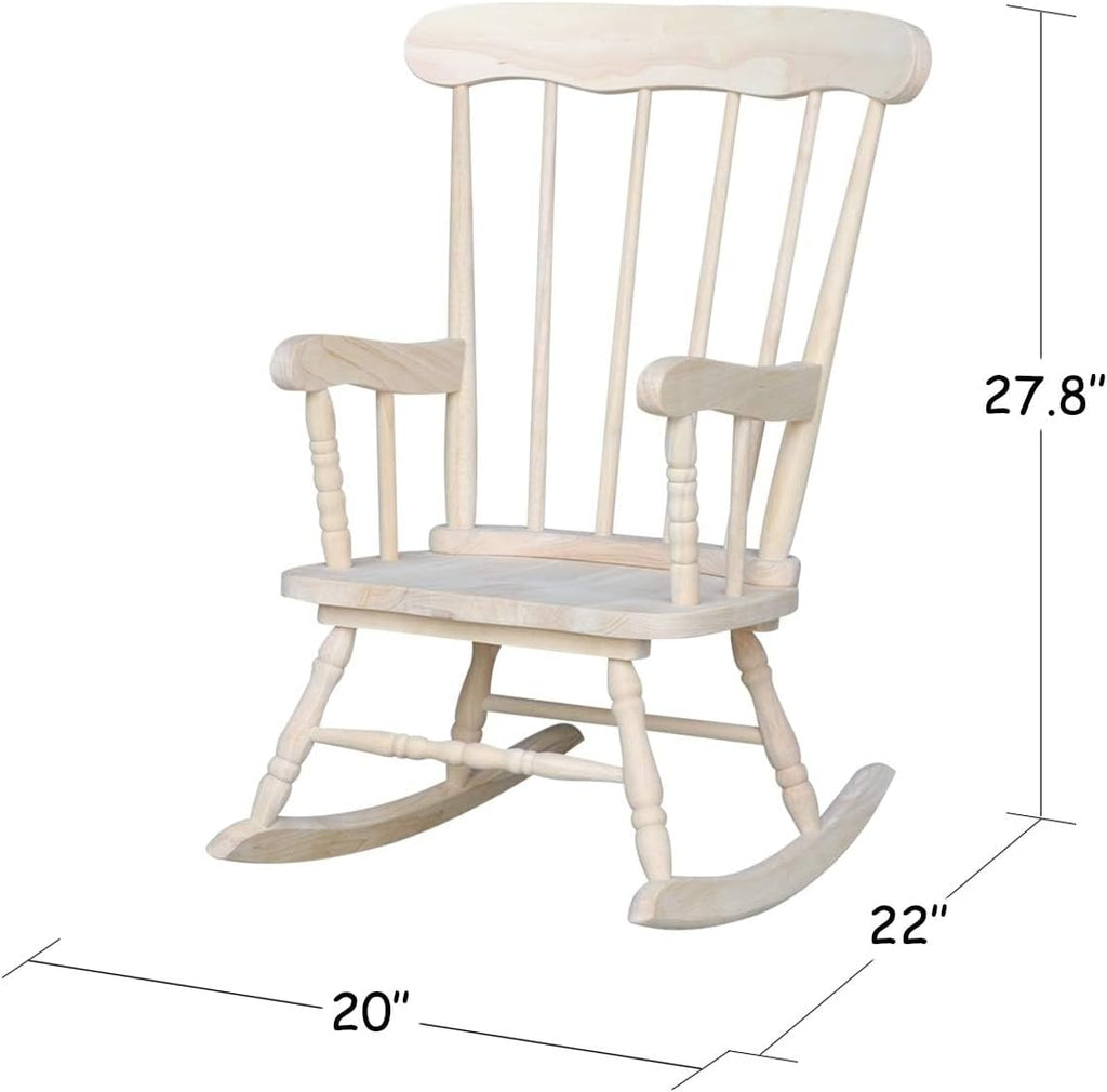 Rosebery Kids Traditional Solid Hardwood Rocking Chair, Natural Finish, 29.5' H x 20.47' W x 21.85' D, Durable Wooden Construction, Ready to Assemble, Perfect for Children's Room Seating
