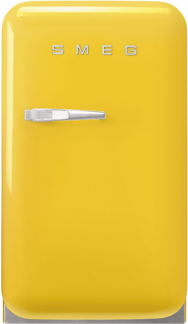 Smeg FAB5 Retro Mini Fridge – 50s Style Compact Small Refrigerator, 1.2 cu ft, Automatic Defrost, LED Lighting, Adjustable Shelves– Made in Italy – Perfect for Home, Dorm, Office, Hotel -Yellow