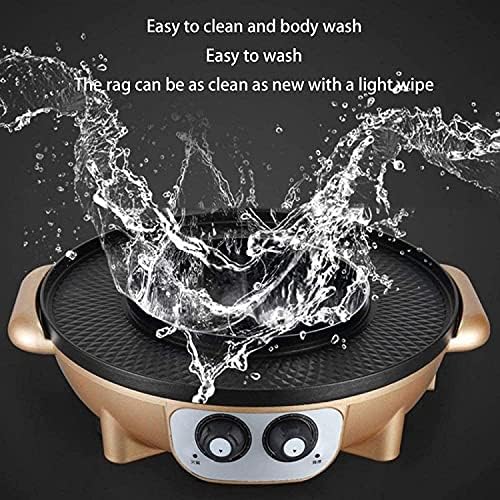 Korean BBQ Electric Hot Pot & Grill - Smokeless Dual Temperature Control, Adjustable Cookware for BBQ Enthusiasts, Ideal for Home Gatherings, Black Color