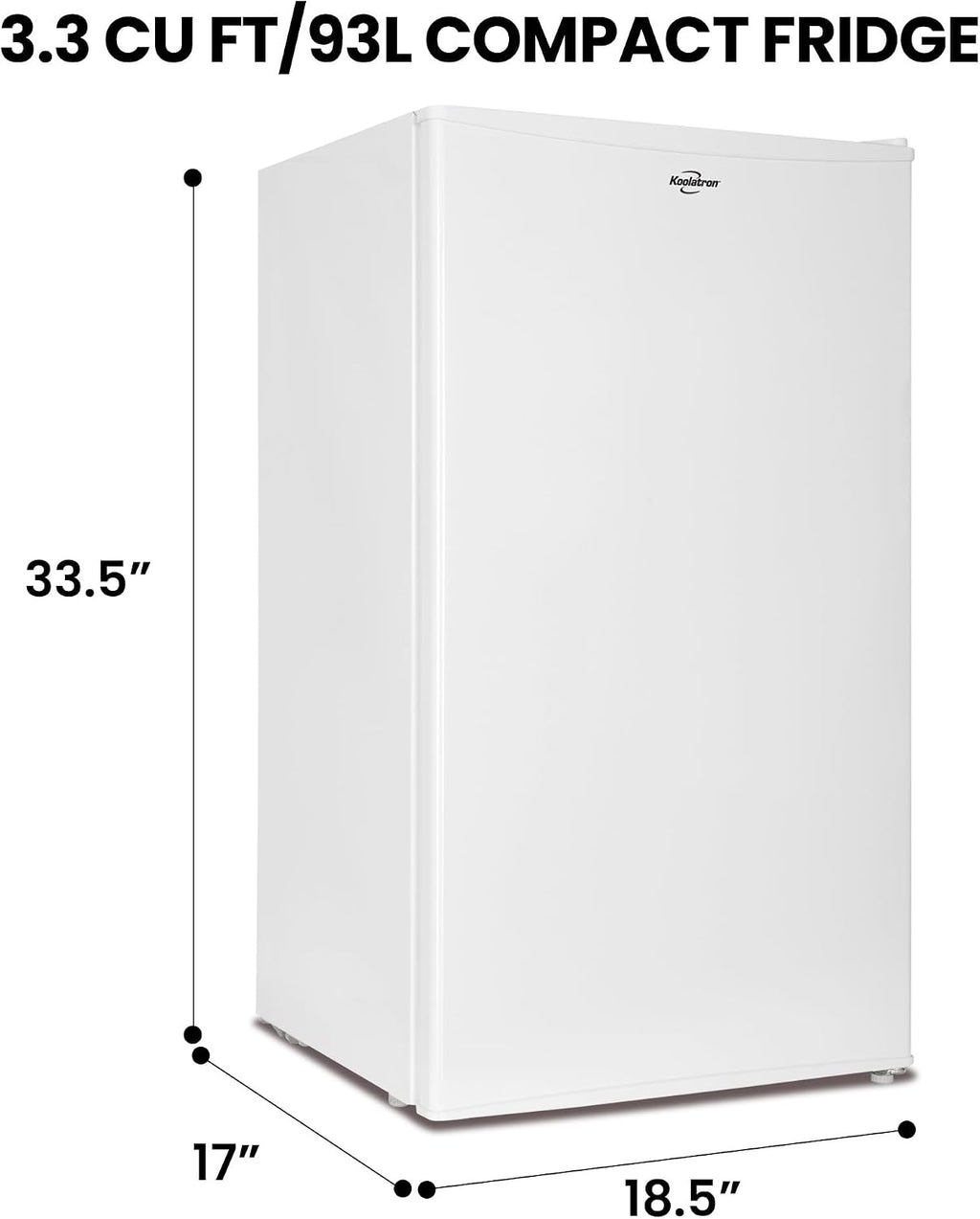Koolatron Refrigerator - Mini Fridge With Freezer For Kitchen, Bedroom, office, Dorms, Cool Storage For Wine, Beverages, Compact Free Standing, Neveras Pequeñpara, 3.2 Cubic Feet Capacity, White
