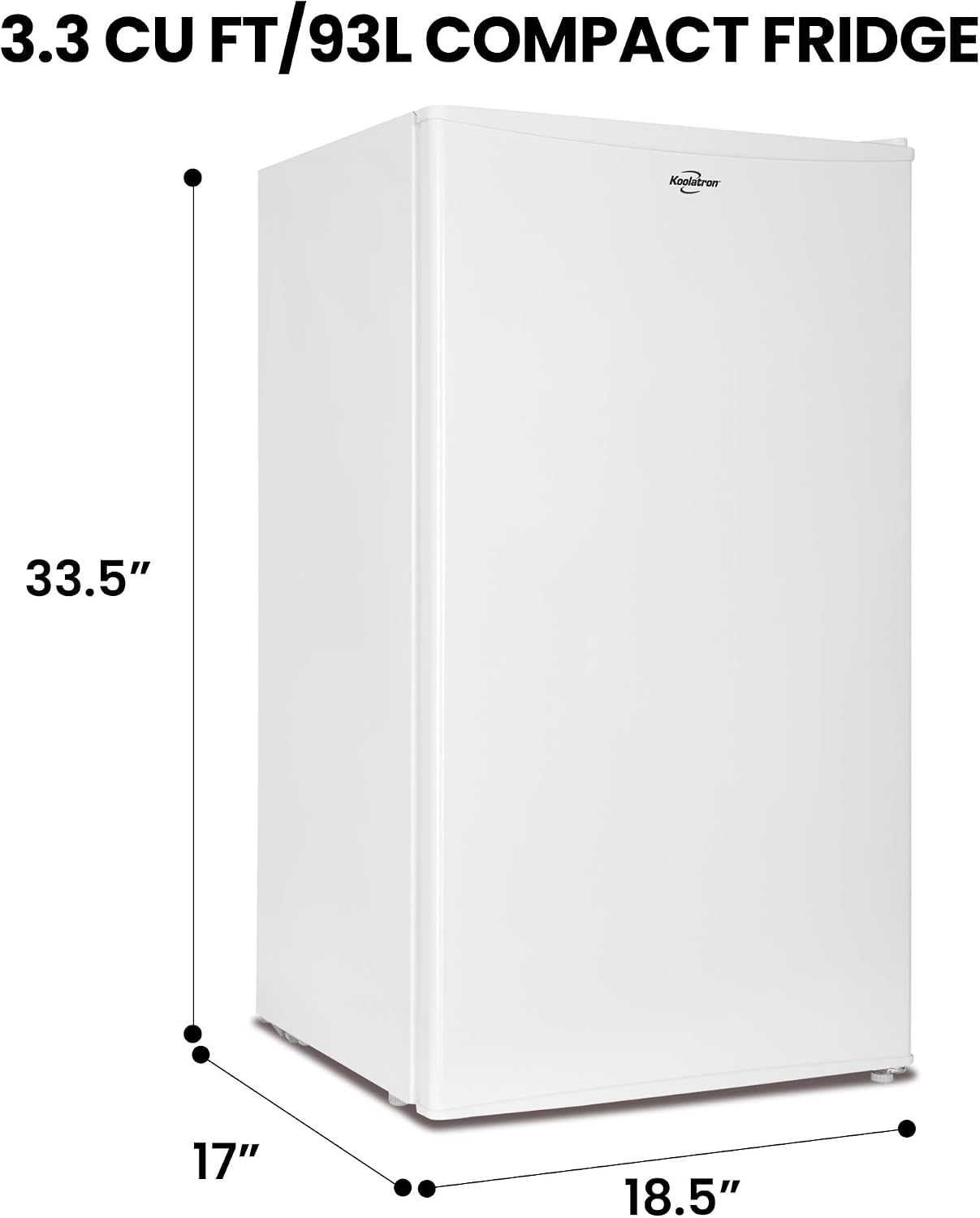 Koolatron Refrigerator - Mini Fridge With Freezer For Kitchen, Bedroom, office, Dorms, Cool Storage For Wine, Beverages, Compact Free Standing, Neveras Pequeñpara, 3.2 Cubic Feet Capacity, White