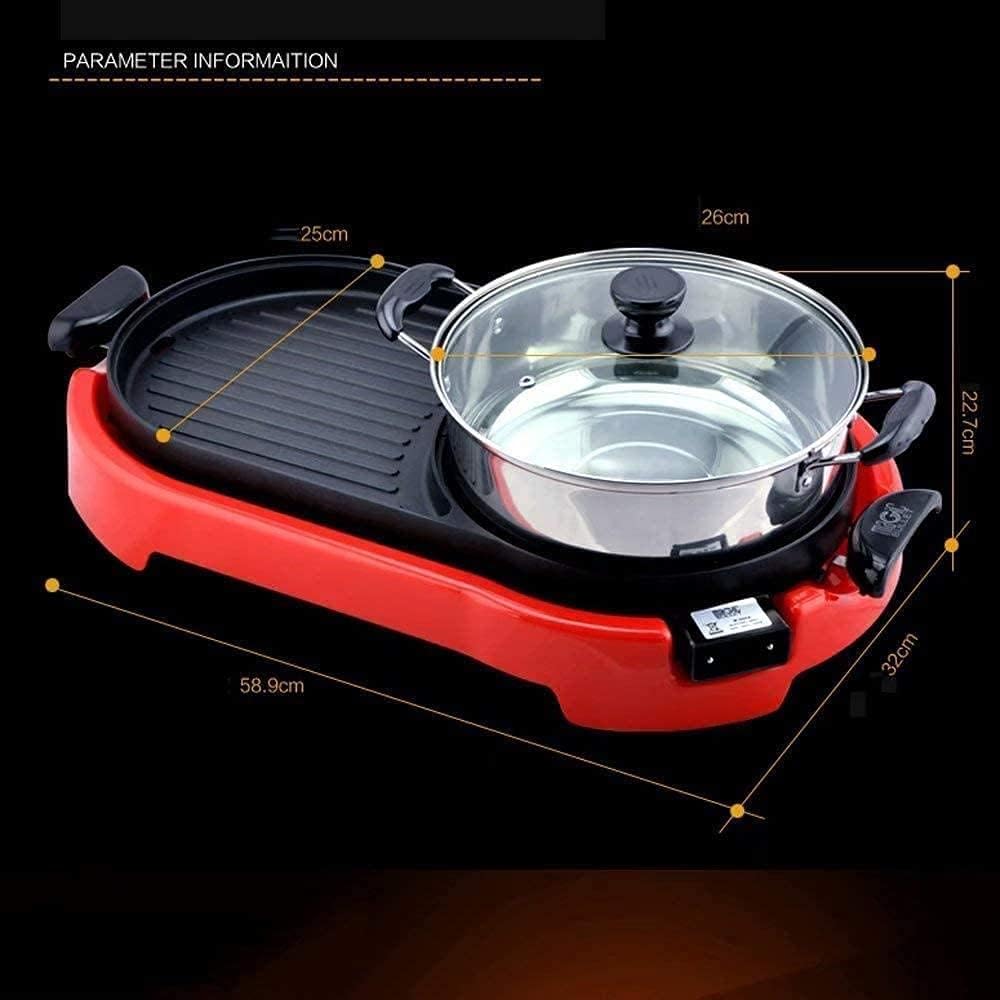 Pan Electric Barbecue/Hot Pot Hot Pot/Korean style smoke-free household oil leakage anti-slip fried fried hot pot multi-function one barbecue machine 2100W