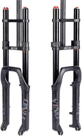 BUCKLOS 20 inch 4.0 Fat Tire E-Bike Air Suspension Fork, 180mm Travel Spacing Hub 135mm Straight Tube MTB Manual Lockout 9mm QR Mountain Bike Double Shoulder Electric Bicycle Front Forks Snow Beach
