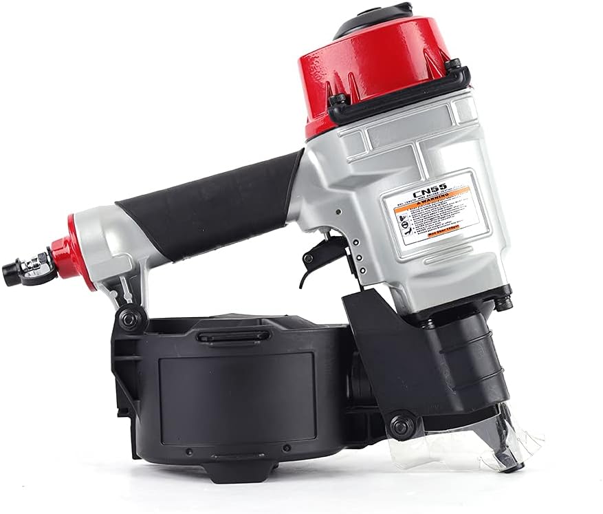Pneumatic Coil Siding Nailer Industrial Portable Nail Gun with 350 Nails Capacity Tool-Free, Ergonomic Lightweight Depth Adjustable Side Load Magazine Nailing Machine for Wood Fence DIY Tools