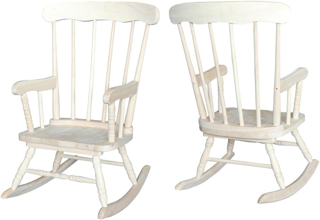 Rosebery Kids Traditional Solid Hardwood Rocking Chair, Natural Finish, 29.5' H x 20.47' W x 21.85' D, Durable Wooden Construction, Ready to Assemble, Perfect for Children's Room Seating