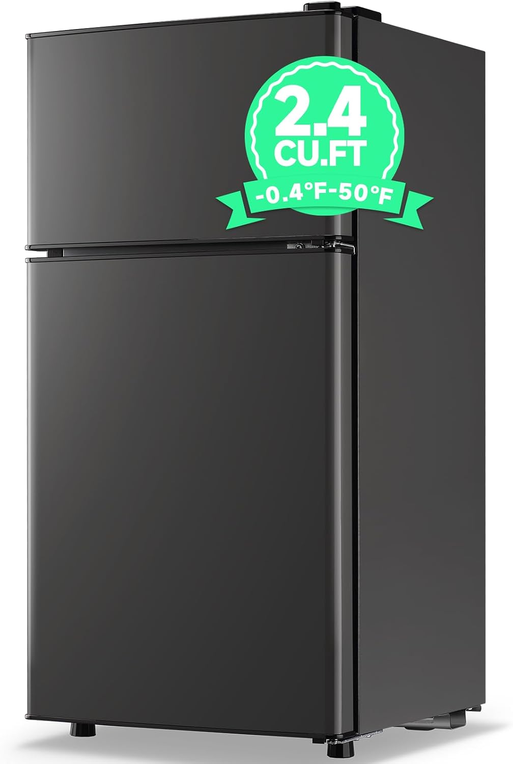 Fridge with Freezer Refrigerator Freezer Double Doors 7 Modes Temp Suit for Apartment Bedroom Office Dark Gray
