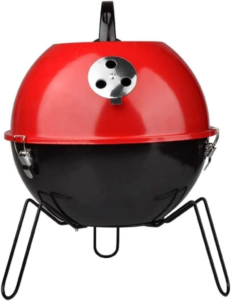IRYZE Portable Charcoal Grill Round Barbecue Grill with Lid Folding Portable Small Outdoor Charcoal BBQ Grill for Outdoor Cooking Picnic BBQ Grill for Outdoor