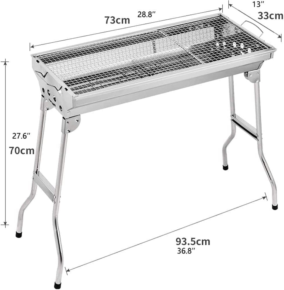 IRYZE Portable Charcoal Grill Stainless Steel Small Portable Folding Charcoal BBQ Grill with Non-Slip Feet Large Charcoal Grill for Outdoor Camping BBQ Grill for Outdoor