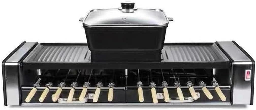 YYDS Hot Pot Multifunctional Electric Oven Household Skewers Machine Smokeless Barbecue Grill Grill Shabu Hot Pot Electric Grill (Color : Black)