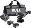 FLEX 24V Brushless Cordless Rotary Polisher Kit, Variable Speed, 6-Inch, Ideal for Detailing, Body Shop & Repair, w/ (2) 5.0Ah Lithium Batteries & 160W Fast Charger - FX3311-2C