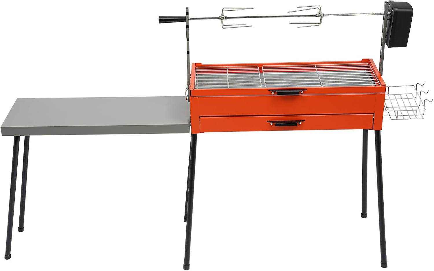 Portable Charcoal Grill Stainless Steel Barbecue Grill Camping Barbecue Grill with Detachable Table for Outdoor Cooking Camping Hiking Picnics(Orange, Silver, Black)