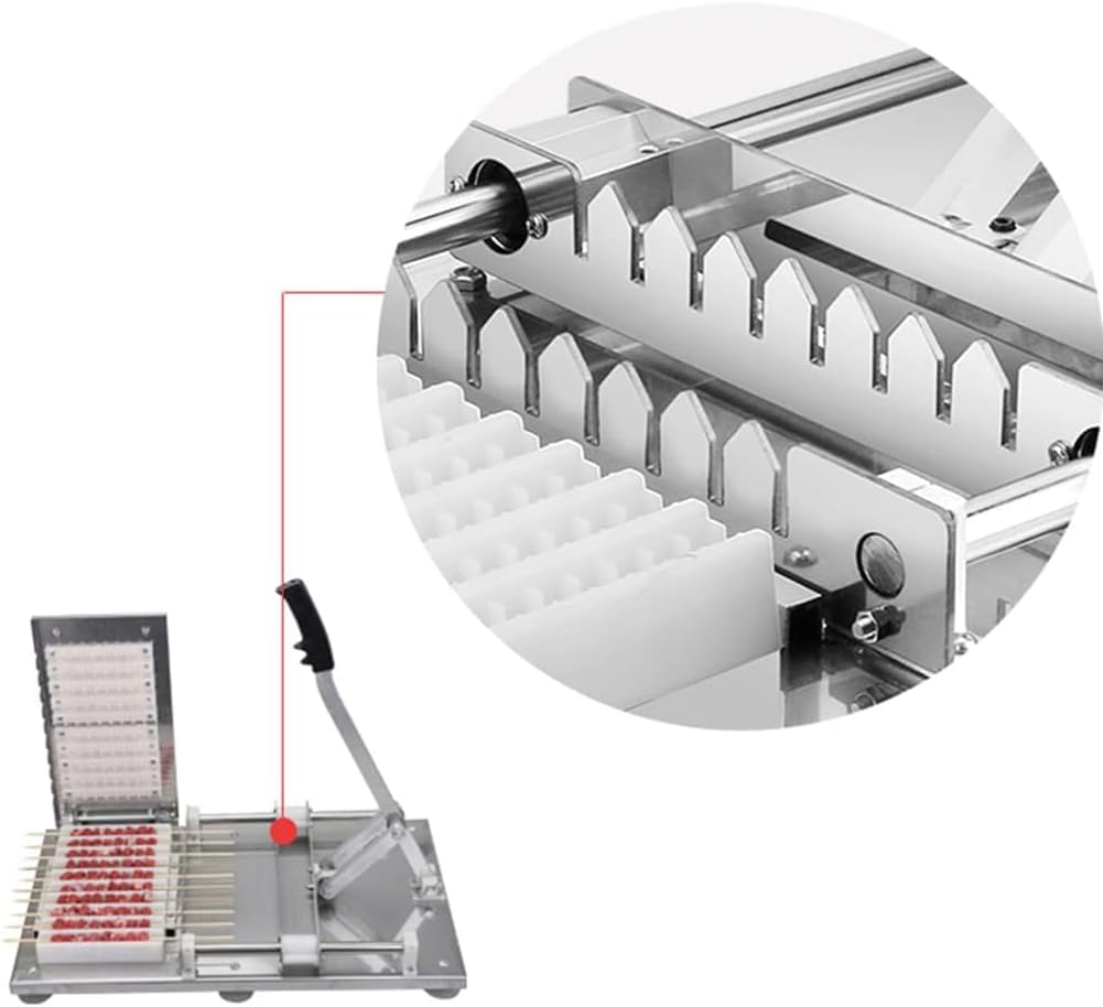 Stainless Steel 10-Hole BBQ Skewer Maker, Manual Kebab Machine for Mutton and Meat, Perfect for Outdoor Picnics & Camping, Durable Skewer Mould, Silver
