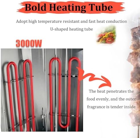Commercial Shawarma Rotisserie Machine - 2-Burner Doner Kebab Grill, 360° Rotating Broiler, Adjustable Temperature for BBQ Parties, Home & Restaurant Use (Gas 2800P)